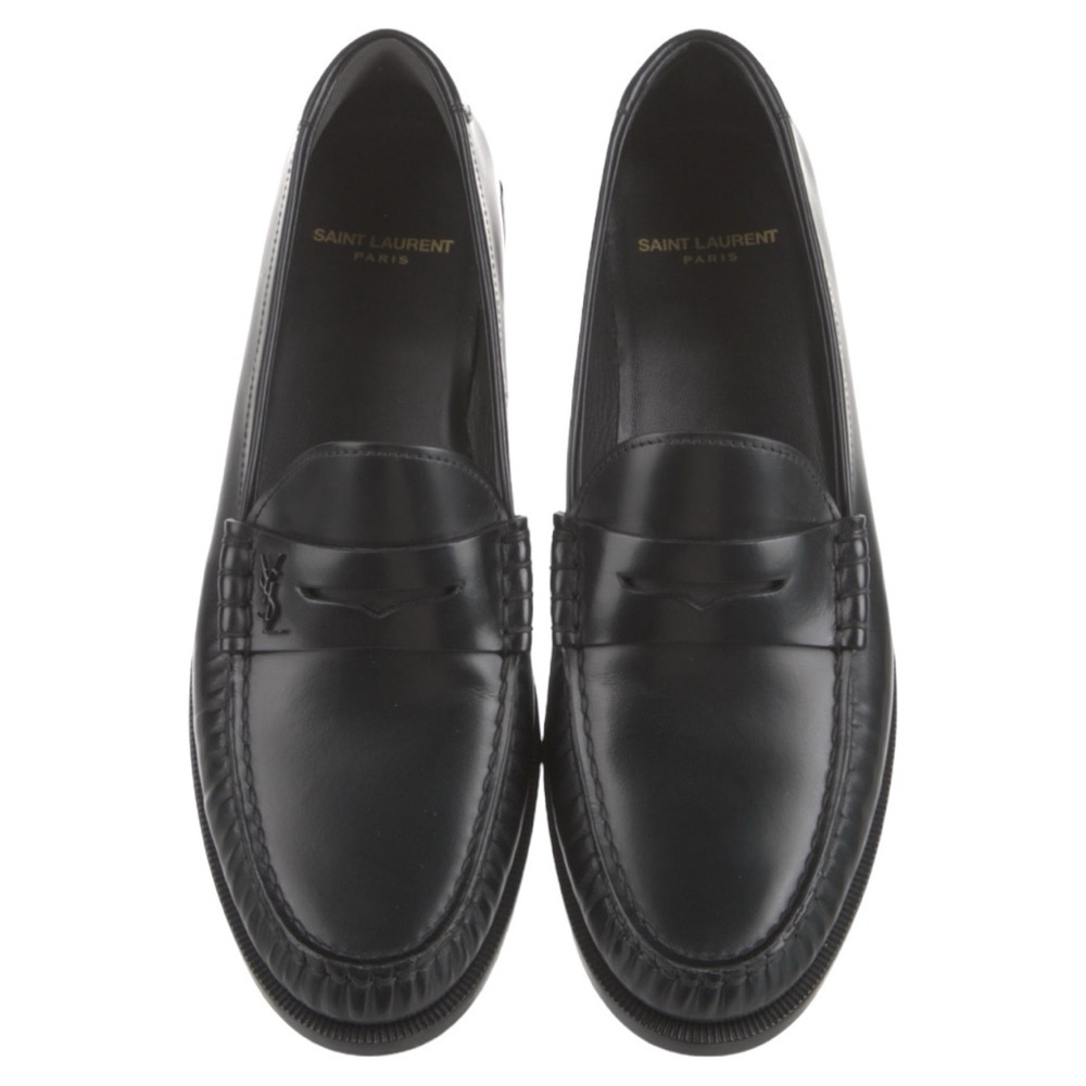 Saint Laurent | Women's YSL Leather Loafers in Black - Size IT 39/8.5